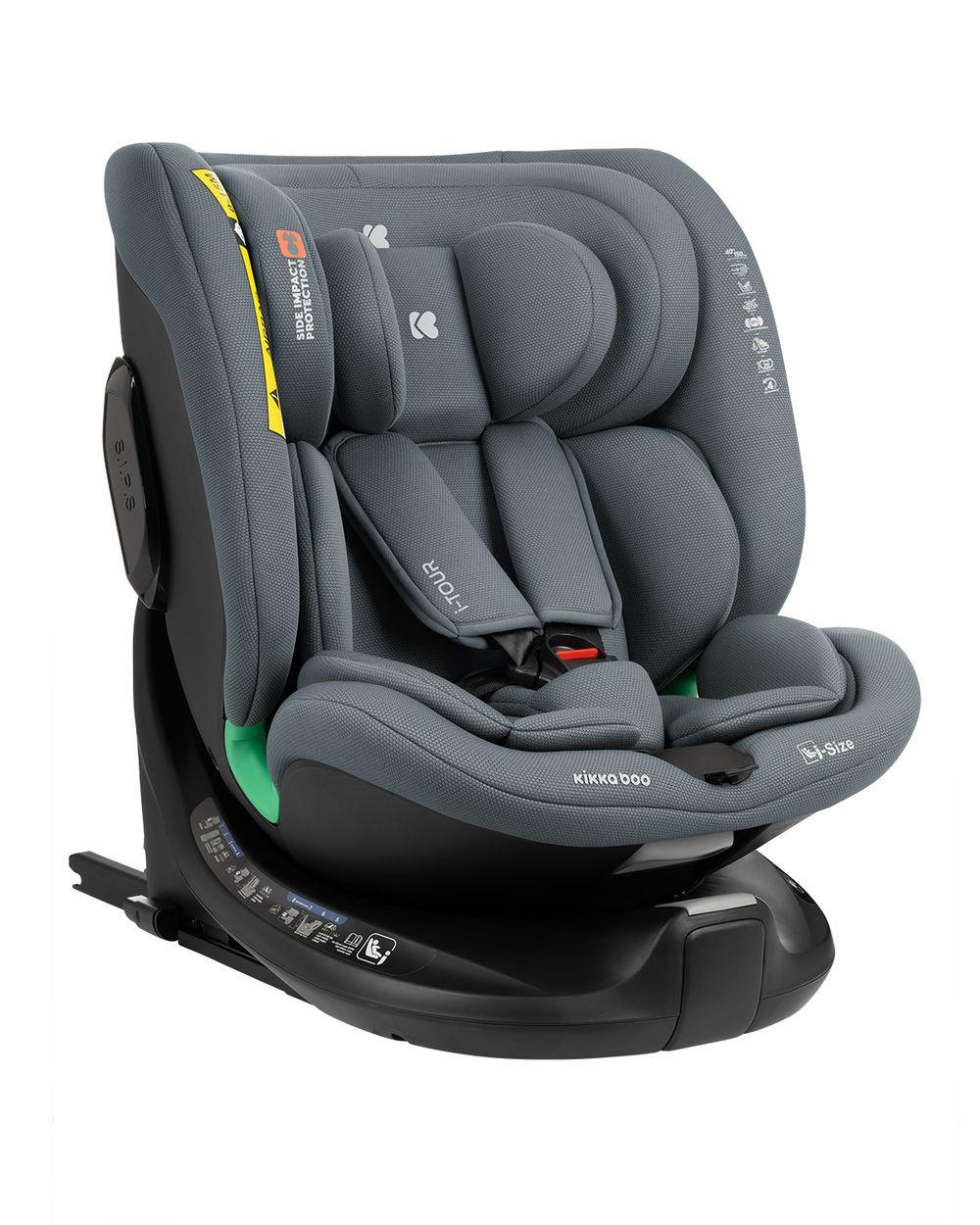 KINDERSITZ i-Tour i-Size dunkelgrau (40-150 cm) Gruppe 0+/1/2/3, Isofix, drehbar - Grau, Kunststoff (44/56/50cm) - Kikka boo