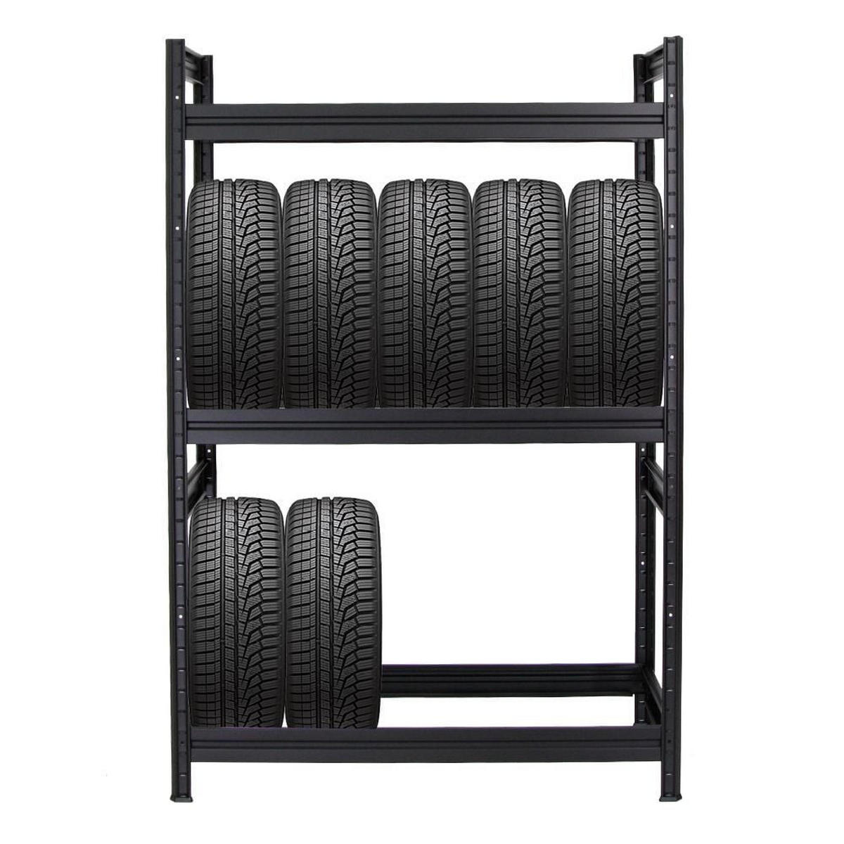 REIFENREGAL Dino 3er-Set mit 3x 180x120x50 cm Fachlast 150 kg bis zu 36 Reifen Schwarz - Schwarz, Metall (360/180/50cm) - PROREGAL