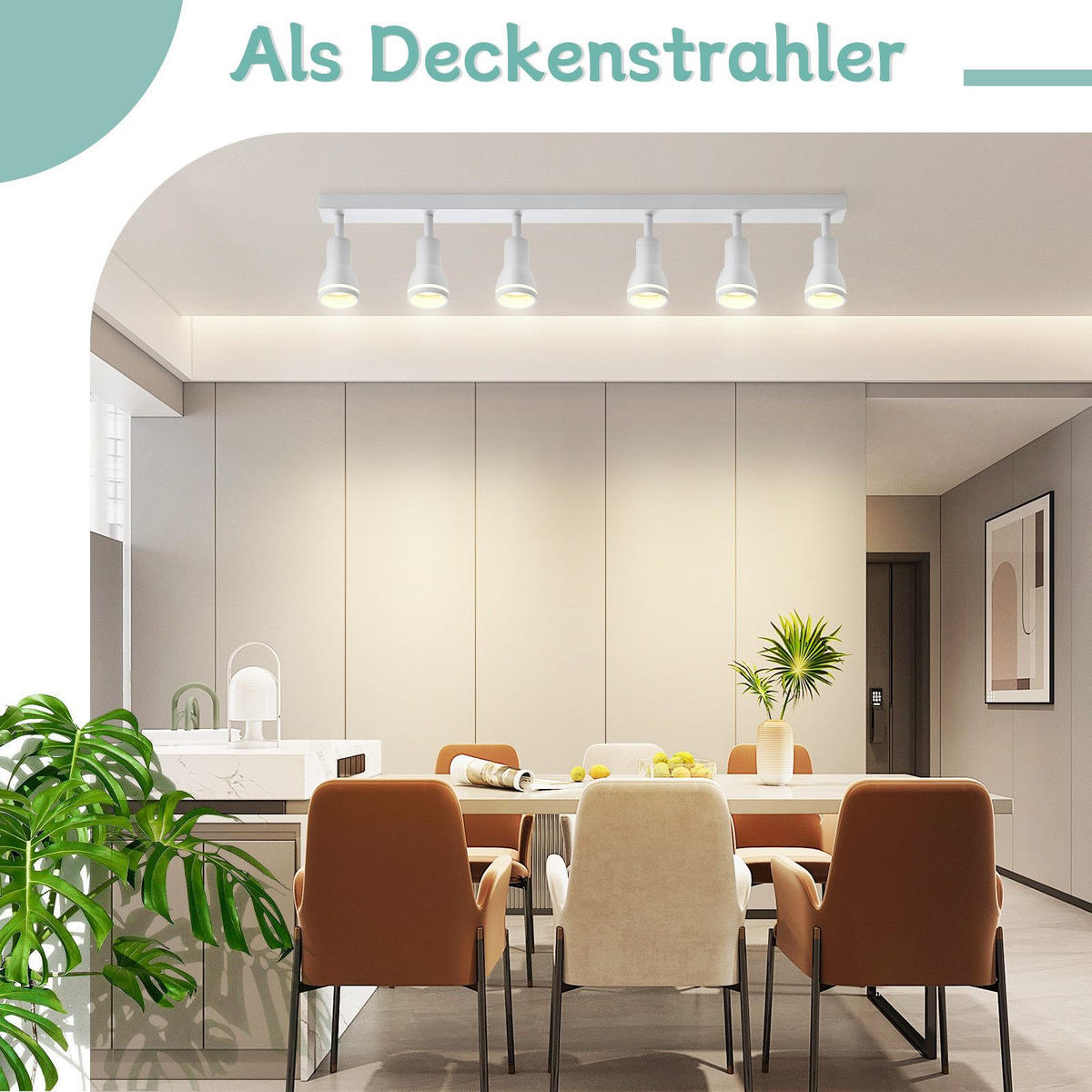 STRAHLER Braunschweig 6-flammig 83/5.5/15.7 cm - Weiß, Metall (83/5.5/15.7cm) - Nettlife