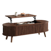 COUCHTISCH 120/50/39,5 cm höhenverstellbar mit verborgenem Stauraum und Rollladenfächern aus MDF/Holz, Nussbaum - Nussbaumfarben, Holzwerkstoff (120/50/39.5cm) - Redom