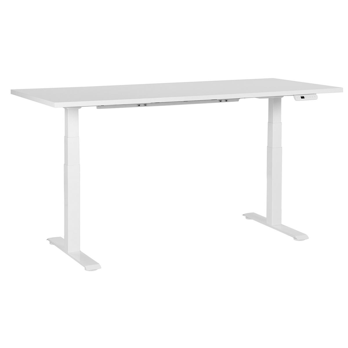 SCHREIBTISCH weiß 180/72 cm elektrisch höhenverstellbar Destin III - Weiß, Holz (72/180/63cm) - Beliani