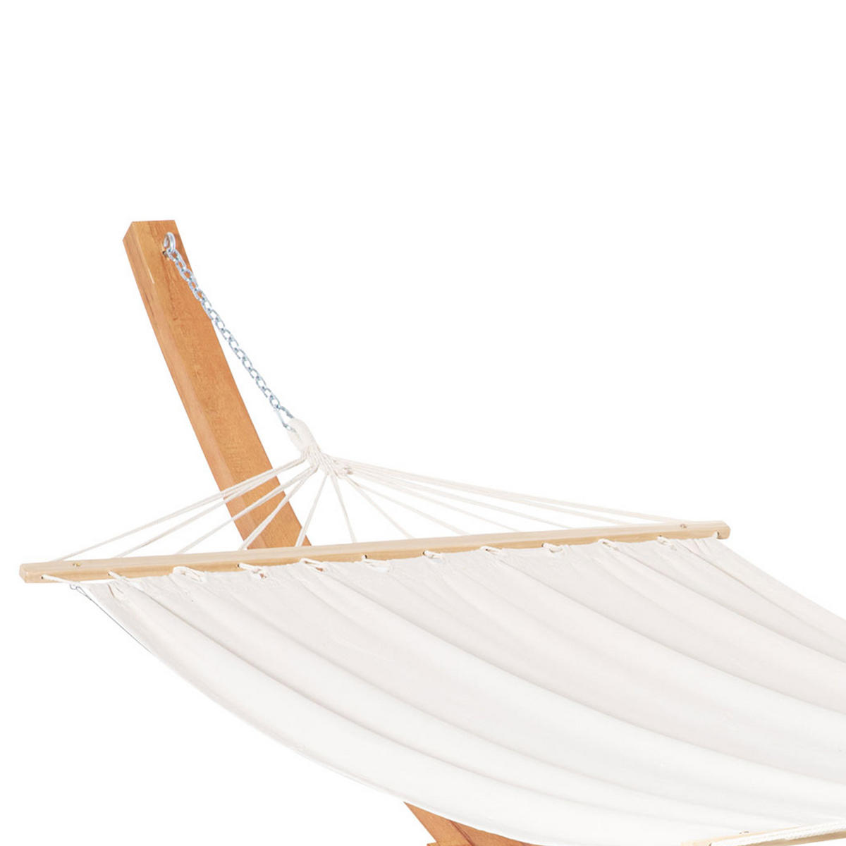 HÄNGEMATTE mit Gestell DE-13580 mit Holzgestell Creme & Braun - Weiß, Holz (120/102/392cm) - ComfortXL