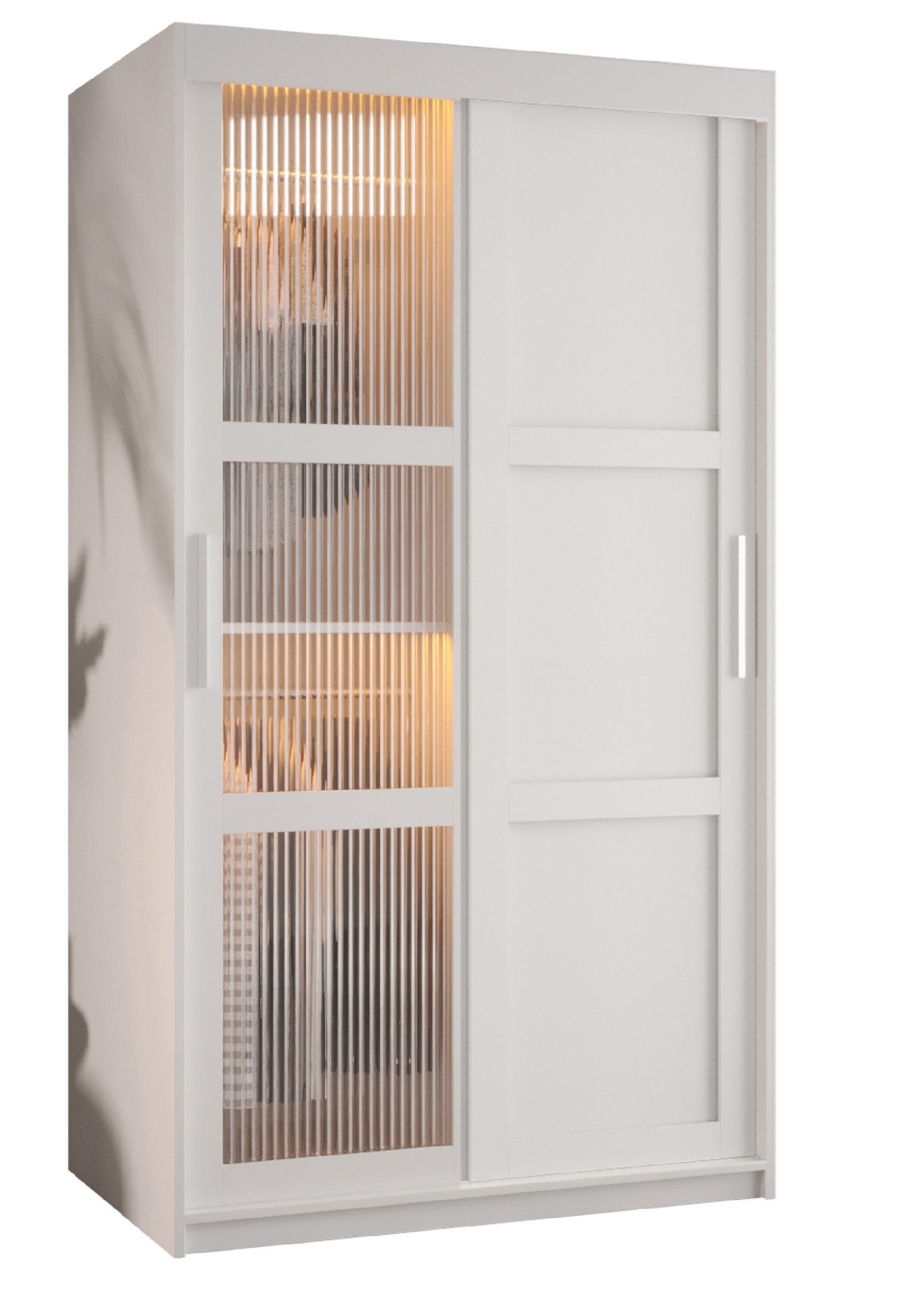 SCHWEBETÜRENSCHRANK 200/100/62 2-türig - Silberfarben/Weiß, Holz/Kunststoff (100/200/62cm) - Abiks Möbel