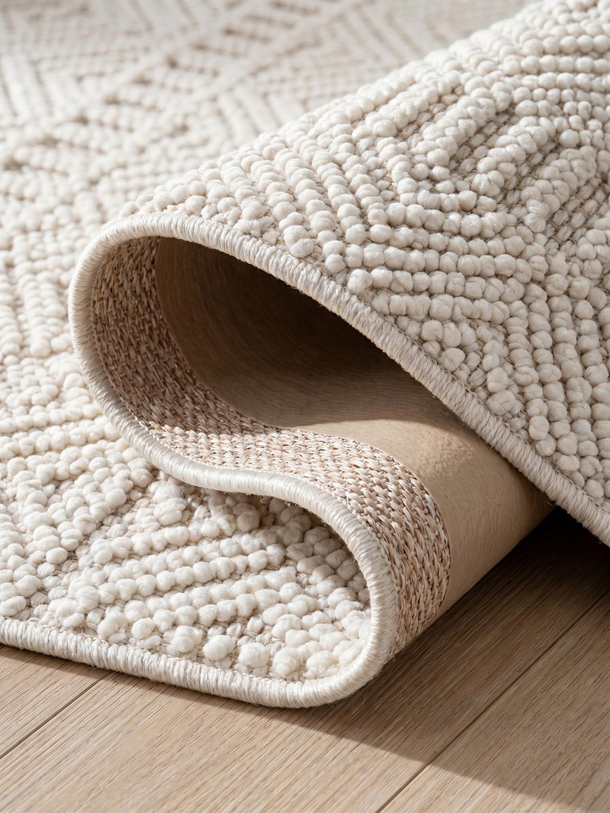 TEPPICH Flachgewebe LANGAU in Creme, mit Ethno-Streifen, Ø 200 cm - Creme, Textil (200/200cm) - KADIMA DESIGN