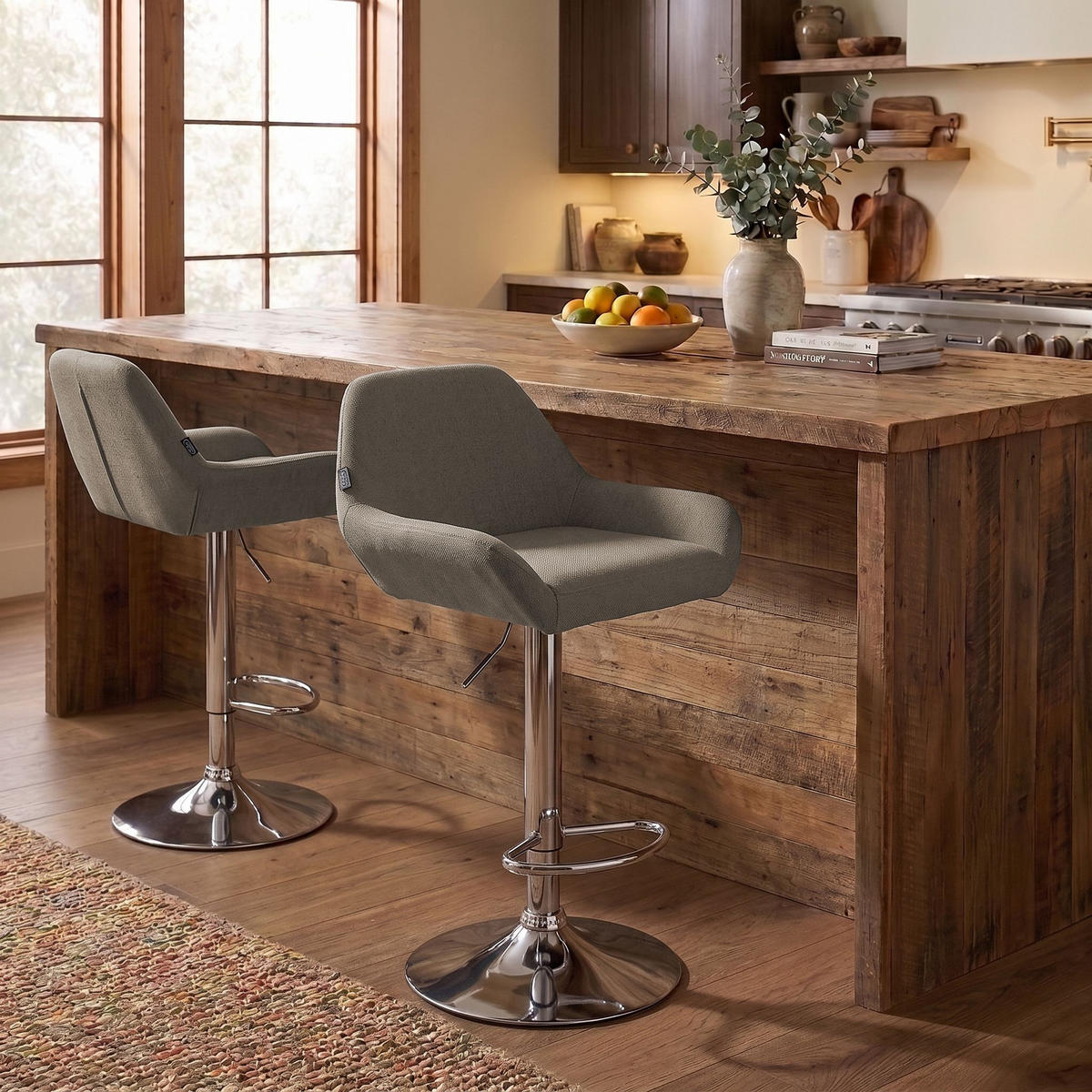 BARHOCKER Stoff taupe - Taupe/Chromfarben, Textil/Metall (51/89/52cm) - CLP