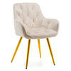 STUHL SIENA gepolstert mit Steppung - beige goldene Beine - Samt Velours - Ecru/Beige, Textil/Metall (58/87/61cm) - NEW HOME