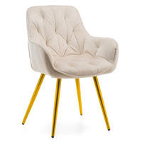 STUHL SIENA gepolstert mit Steppung - beige goldene Beine - Samt Velours - Ecru/Beige, Textil/Metall (58/87/61cm) - NEW HOME