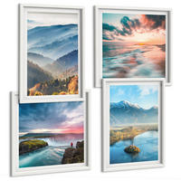 BILDER SET 4er Set - 50x50 cm & 40x60 cm Weißer Rahmen - Berglandschaften, Wasserfälle - Weiß, Kunststoff (50/50cm) - TULUP