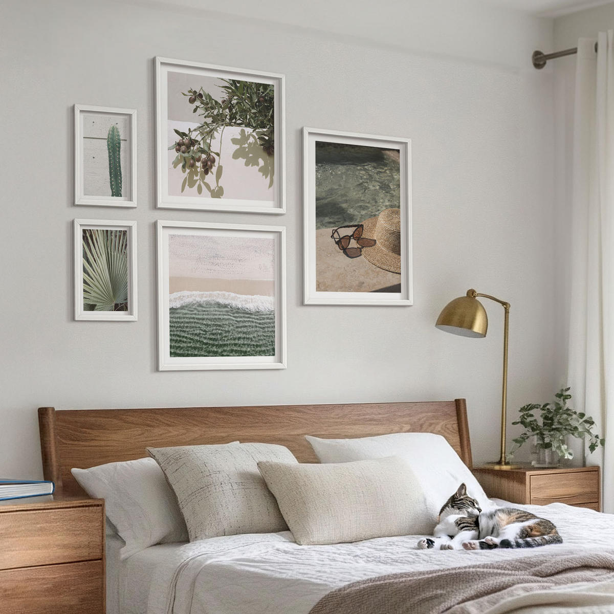 WANDBILDER 5er-Set - 50x50 cm & 20x30 cm & 40x60 cm Weißer Rahmen - Zubehör für tropische Pflanzen - Weiß, Kunststoff (40/60cm) - ArtPrintCave