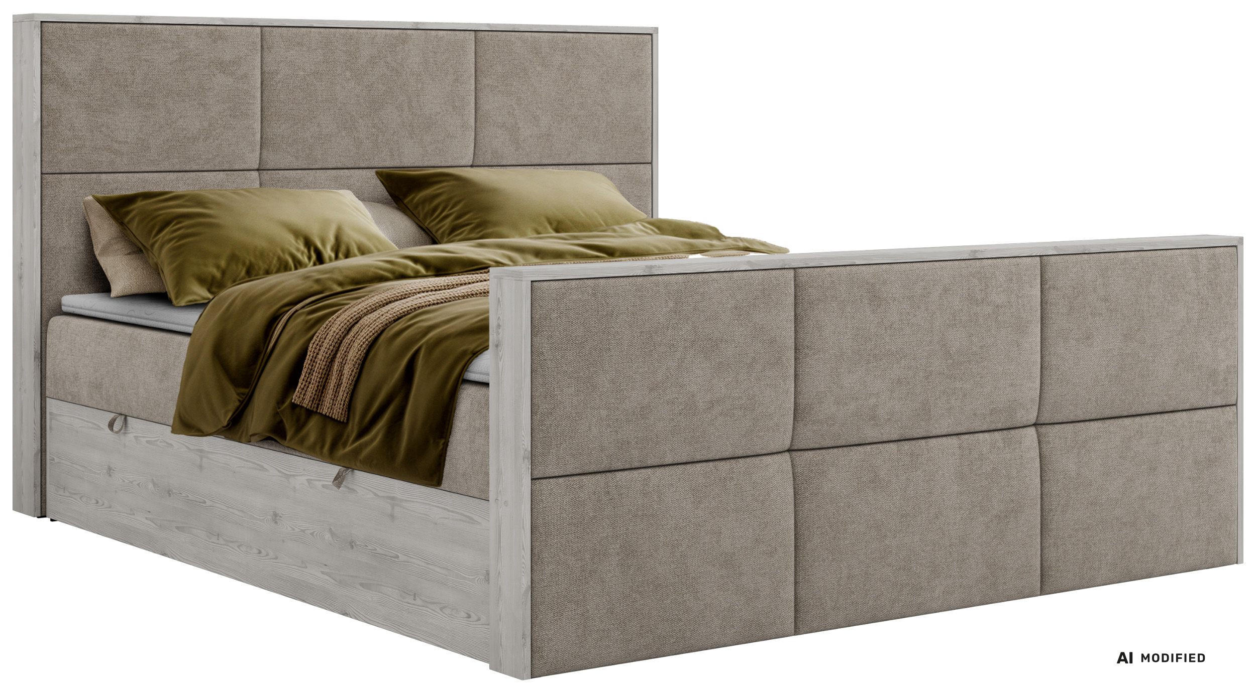 KONTINENTÁLNÍ POSTEL DELNOR DUO 200/200 - Šedobéžová Strukturovaná látka - Topper T25 - H4 - černá/šedobéžová, textil/plast (200/200cm) - MKS