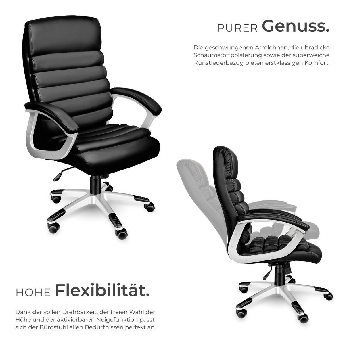 BÜROSTUHL Paul,einstellbare Wippfunktion,schwarz - Schwarz, Textil (66/124/60cm) - tectake
