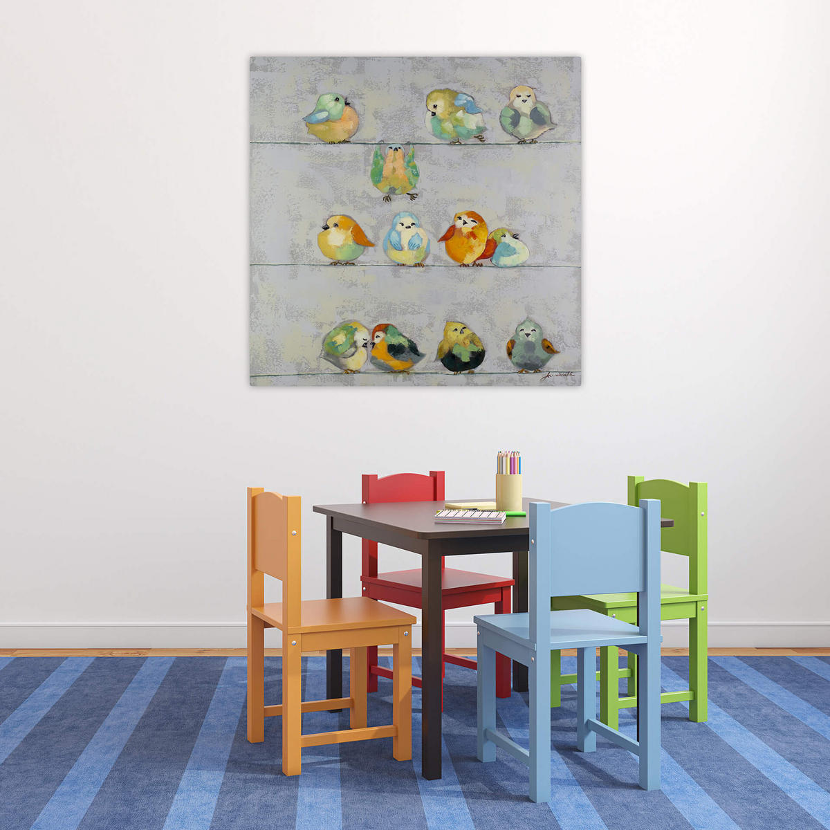OLEJOMAĽBA 80/80 cm, Zvieratá - sivá, drevo/textil (80/80cm) - KUNSTLOFT