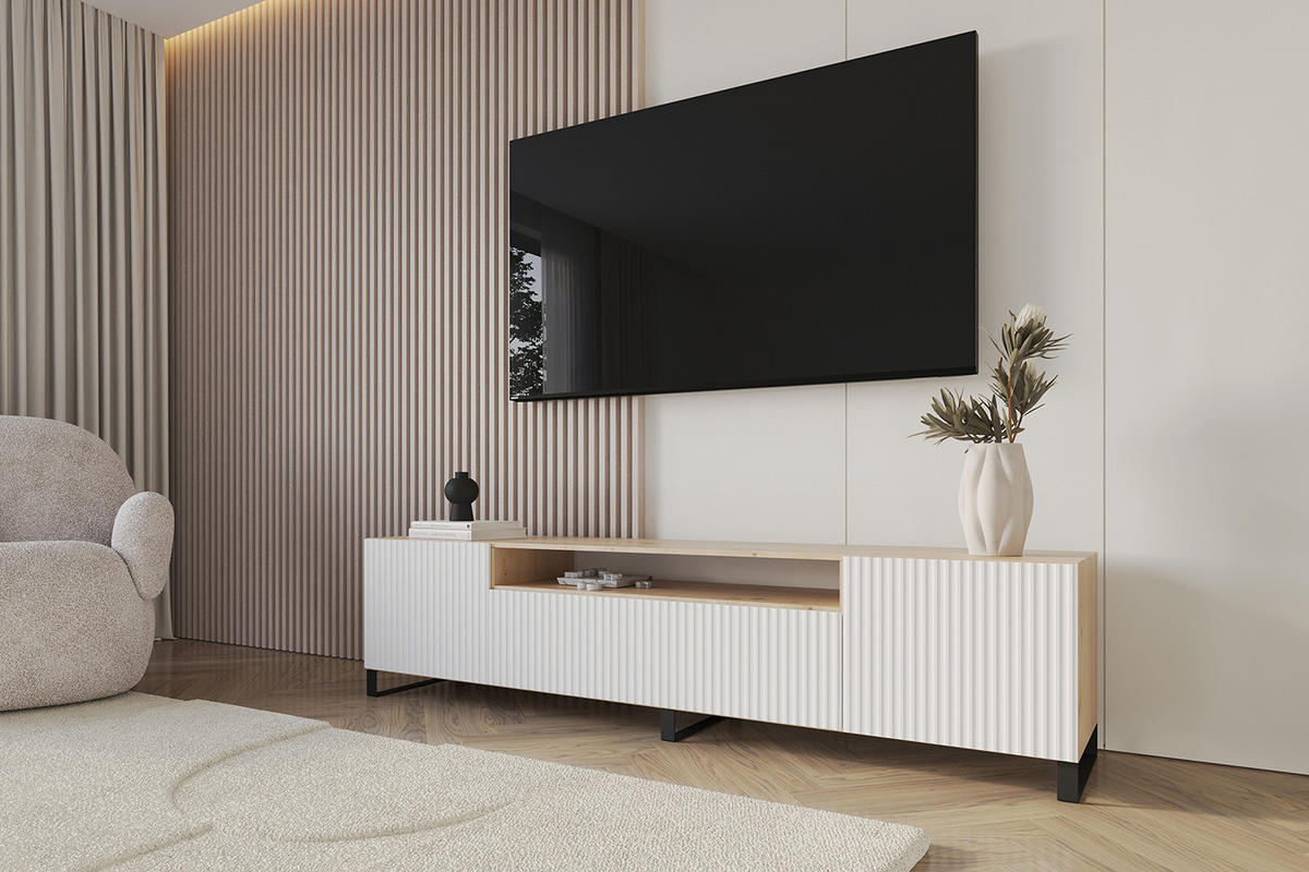 LOWBOARD NOA-2-S 200x53x41 cm - Artisan / Weiß - Schwarz/Weiß, Holzwerkstoff (200/53/41cm) - ALTDECOR