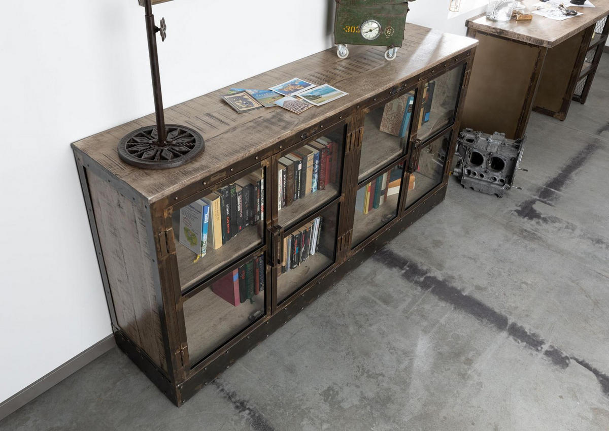 SIDEBOARD Mango 180x40x90 braun lackiert HEAVY INDUSTRY #252 - Braun, Holz (180/90/40cm) - Massivmoebel24