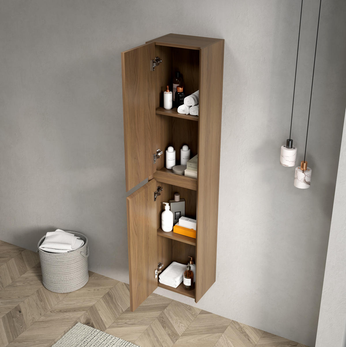 HÄNGESCHRANK 140x24x30 cm Eiche aus Mehrschicht-Sperrholz mit Dämpfersystem & 2 Türen - Eichefarben, Holzwerkstoff (24/30/140cm) - Modfu