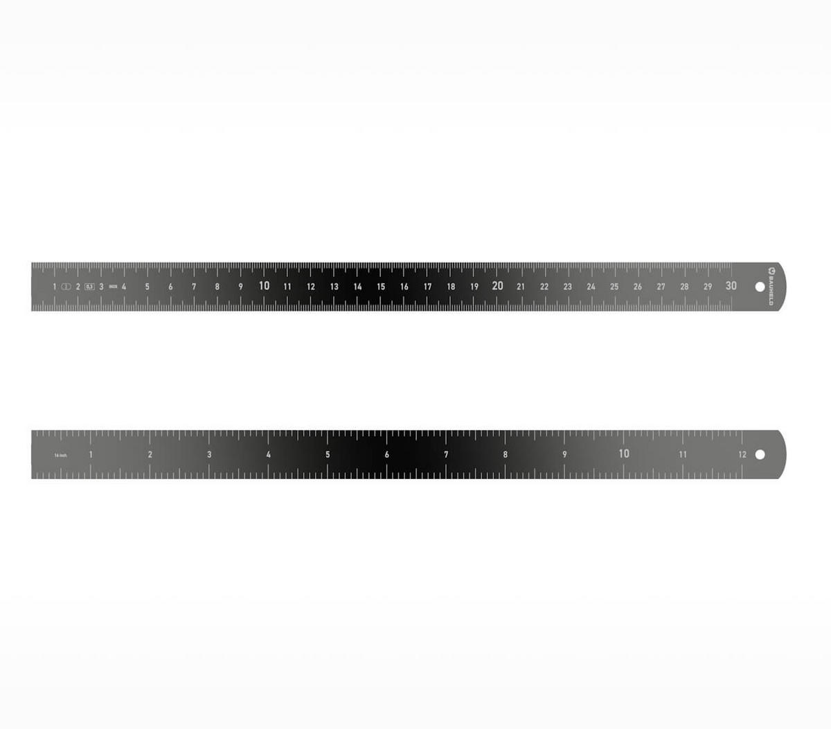 ALULINEAL 300 mm Aluminium Eloxiert Genauigkeitsklasse Eg 1 - Schwarz, Metall (30/2/1cm) - BAUHELD