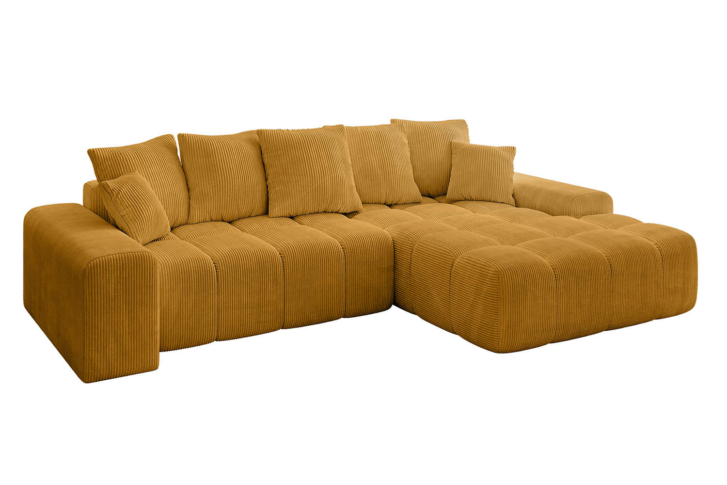 ALTDECOR ROHOVÁ SEDACÍ SOUPRAVA s otomanem vpravo ENSI-L – 267 × 164 × 69 cm, curry žlutá