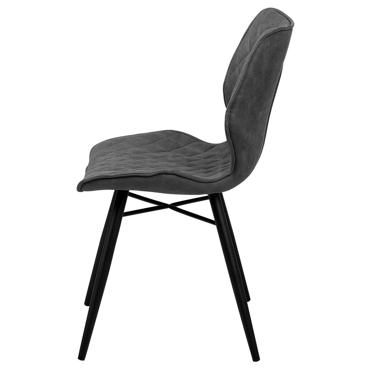 STUHL 2er-Set Polsterbezug Grau Lisle - Grau, Textil/Metall (44/86/56cm) - Beliani