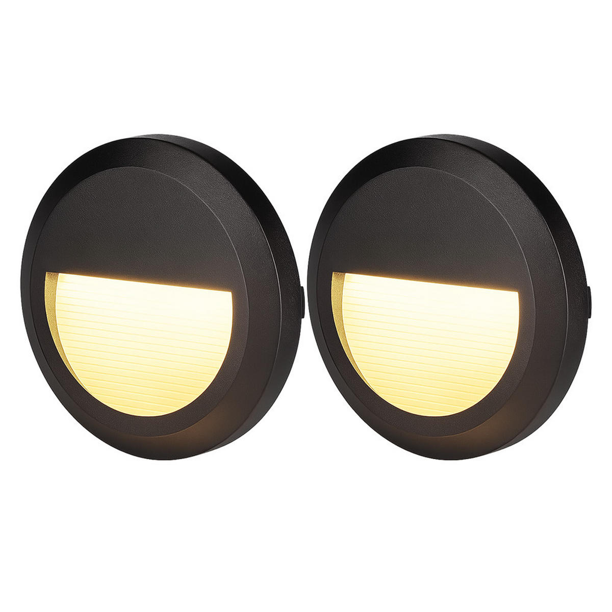 LED AUSSEN-WANDLEUCHTE Schwarz Rund 2er Set - Schwarz, Kunststoff (15/2.7/15cm)