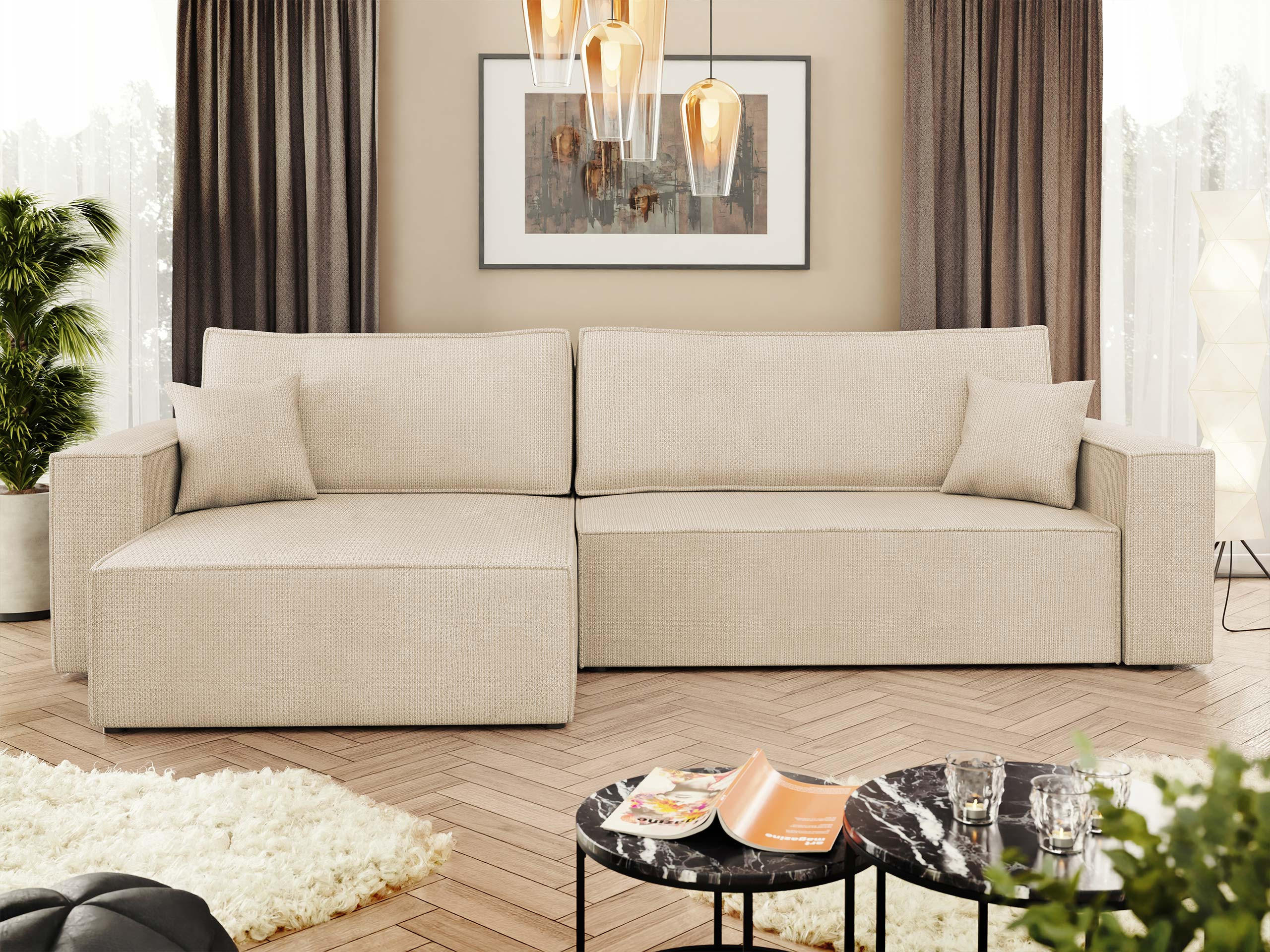 ECKSOFA Karl - Schwarz/Naturfarben, Holz/Kunststoff (272/145cm) - MIRJAN24