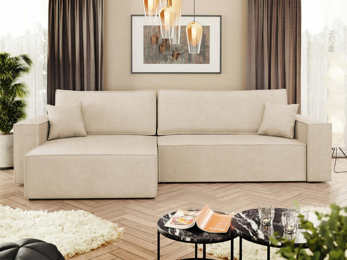 ECKSOFA Karl - Schwarz/Naturfarben, Holz/Kunststoff (272/145cm) - MIRJAN24