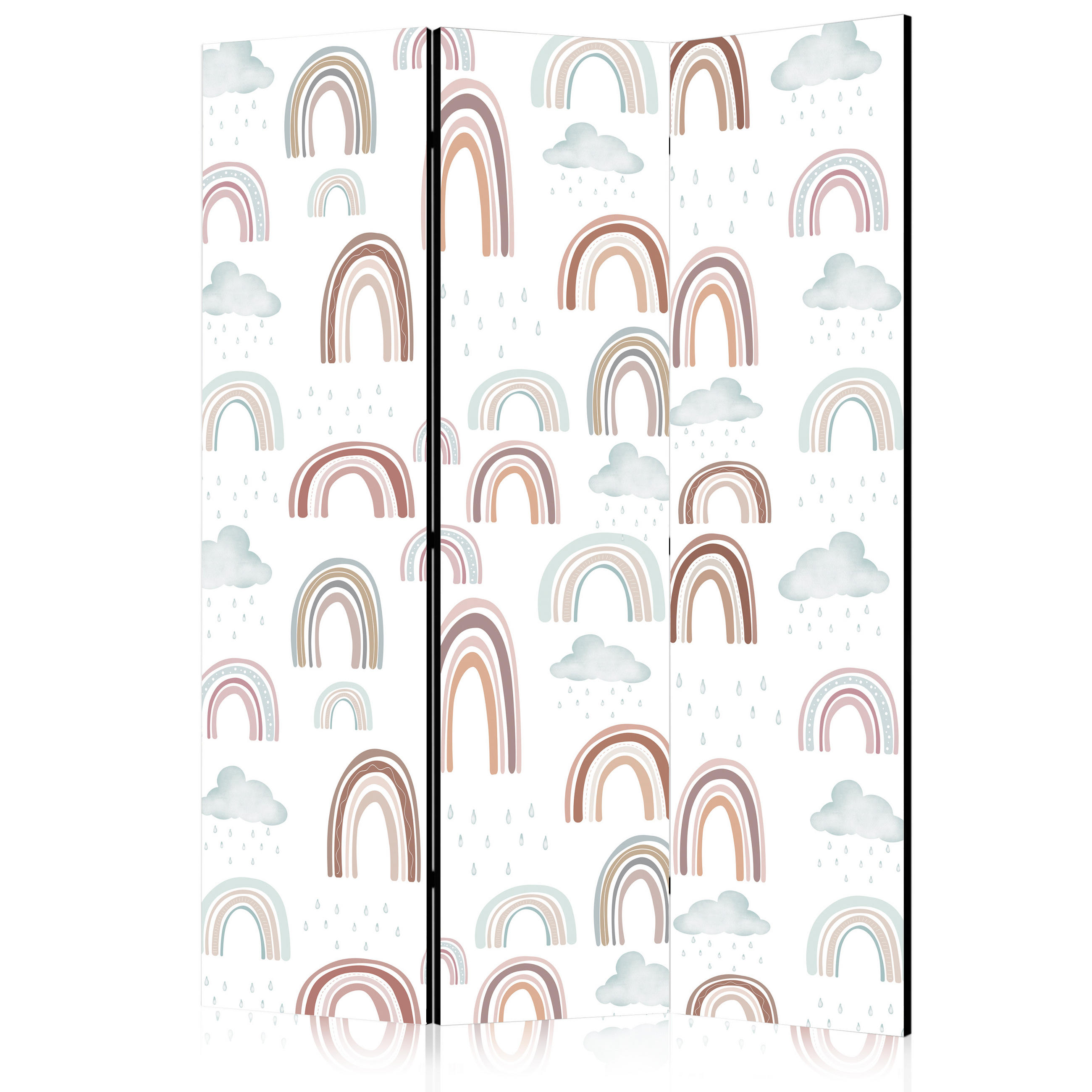 PARAVENT Akustik 3-tlg 135x172 cm Regenbogen Wolken - Multicolor, Holz/Textil (135/172/3cm) - Muralo