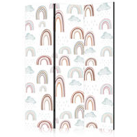 PARAVENT Akustik 3-tlg 135x172 cm Regenbogen Wolken - Multicolor, Holz/Textil (135/172/3cm) - Muralo