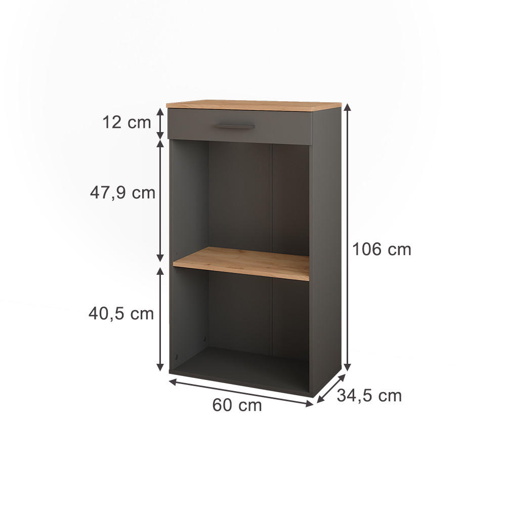 WEINREGAL Repose Goldkraft Eiche/Anthrazit 60 x 106 cm - Honigeiche/Anthrazit, Holzwerkstoff (60/106/34.5cm) - Vicco