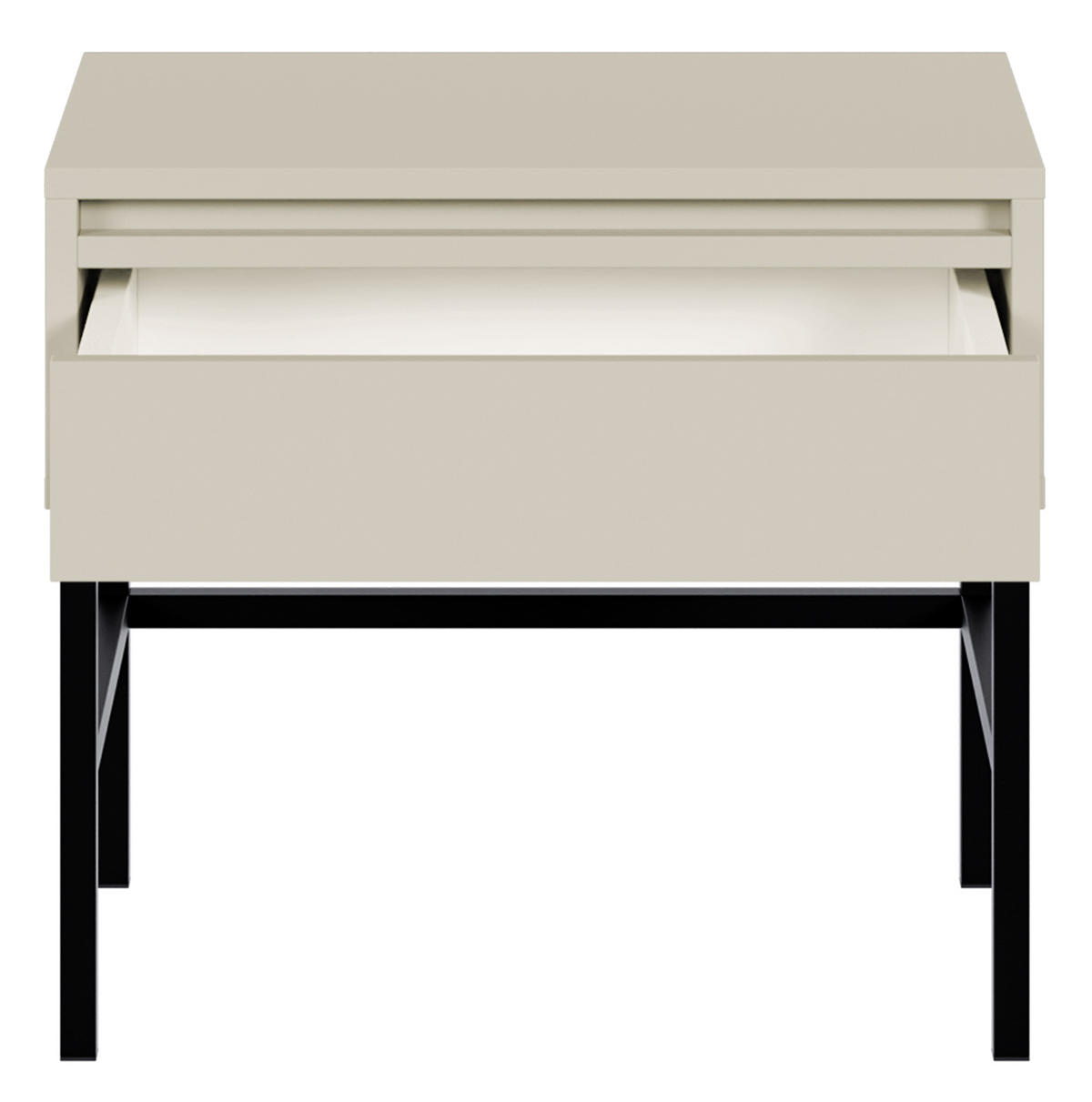 NACHTSCHRANK Evo Graubeige mit Metallgestell 50 cm - Greige/Schwarz, Holzwerkstoff/Metall (50/44/34cm) - Selsey