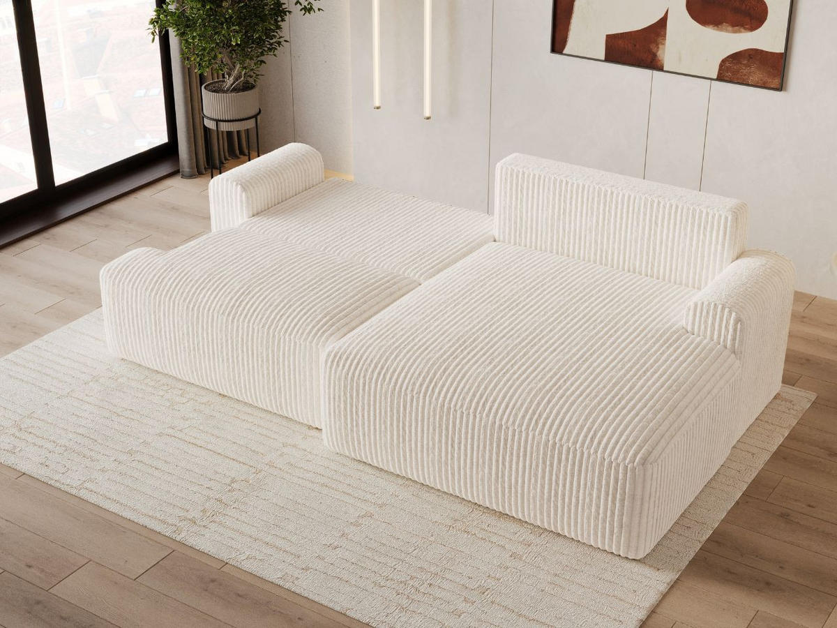 ECKSOFA Serene Creme Rechts - Creme, Holz/Textil (145/259cm) - Graingold