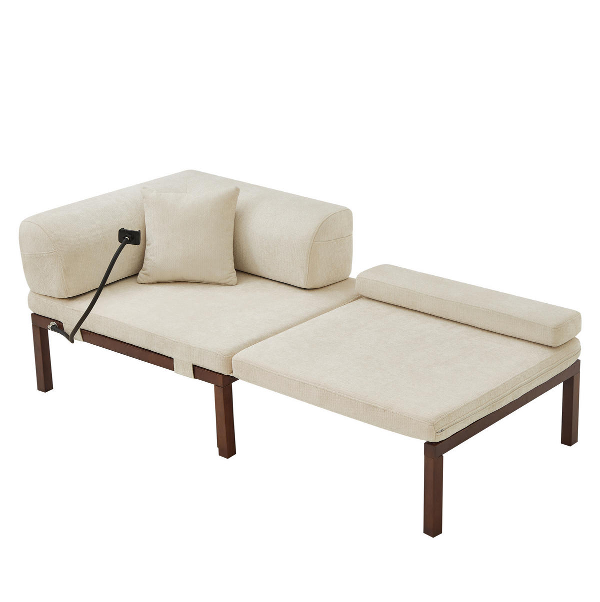 SCHLAFSOFA mit ausziehbarer Einzelliege und klappbarer Funktion, platzsparendes Design, Beige - Beige, Textil (176/64/81cm) - Redom