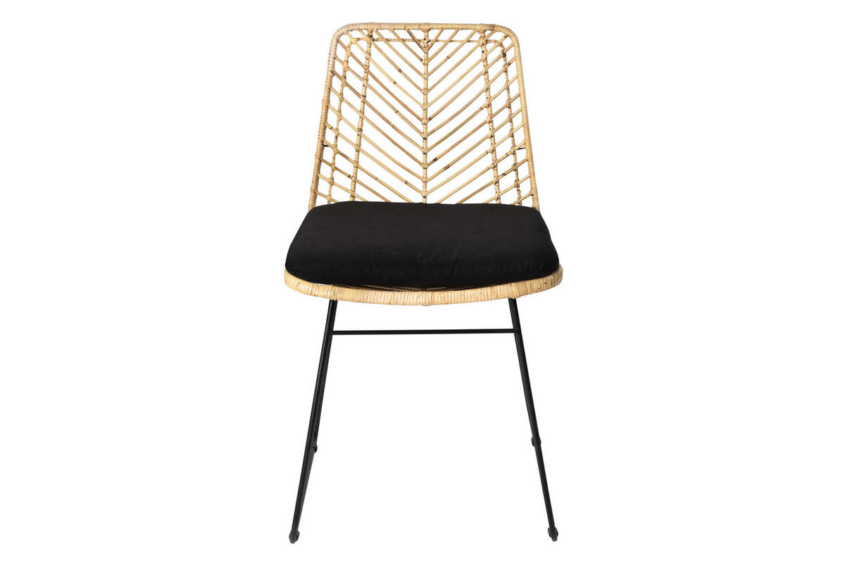 ESSZIMMERSTUHL KAIRO - Beige/Schwarz, Naturmaterialien/Metall (45/80/40cm) - SAM