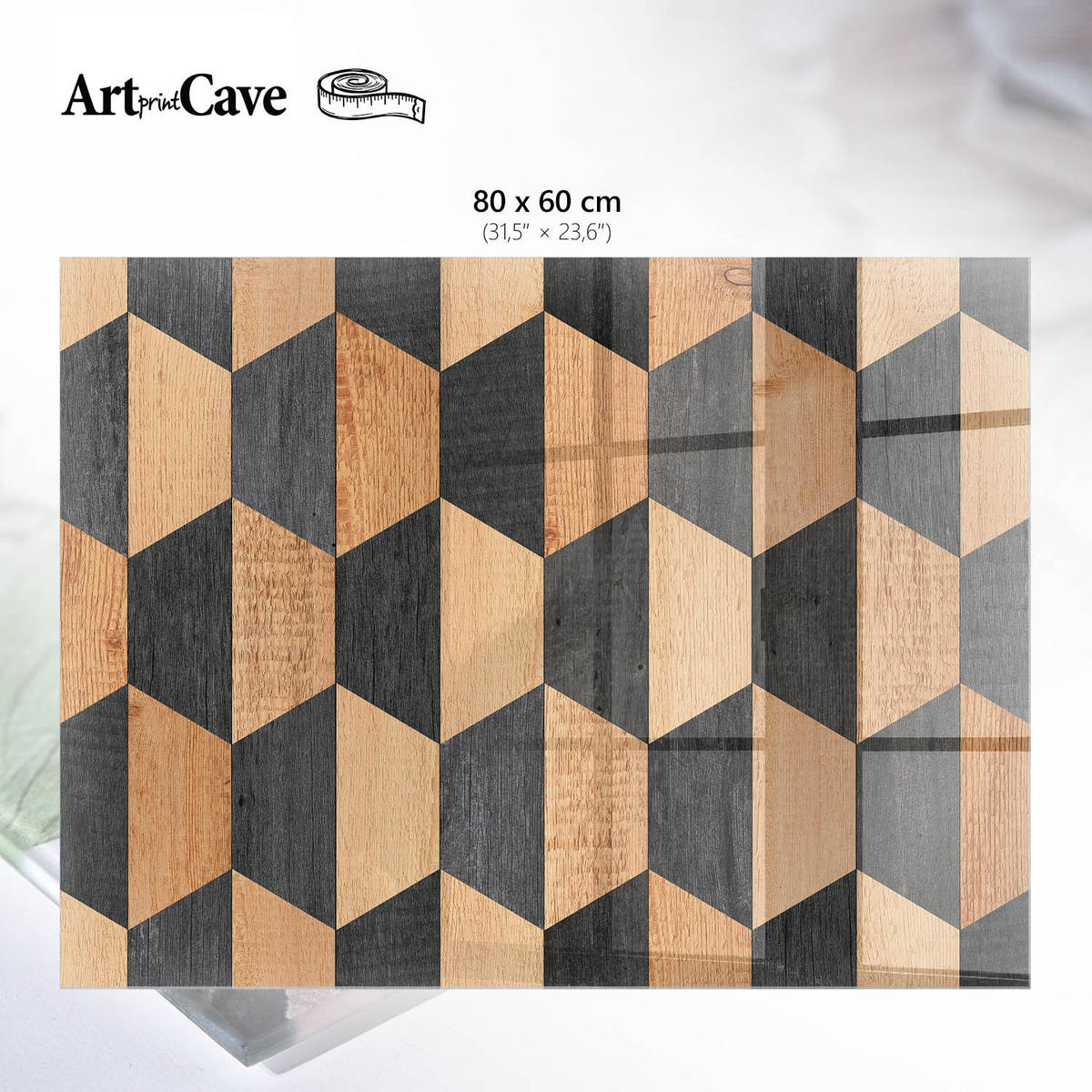 GLASPLATTE 80x60 cm – Innere Geometrie - Braun, Glas (0.4/80/60cm) - ArtPrintCave