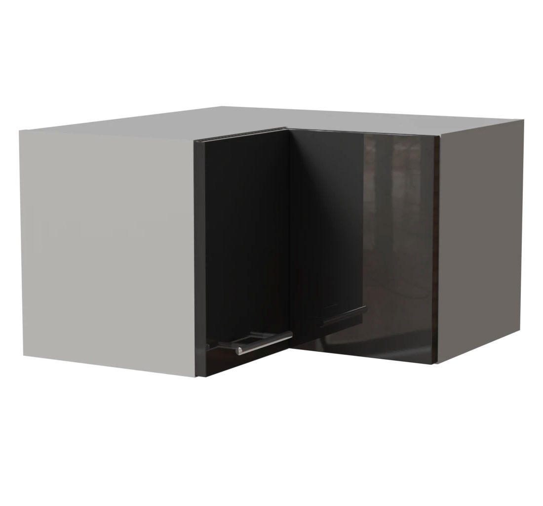 ECKHÄNGESCHRANK Essen W12/60/36 Graphit Hochglanz / Grau Matt 60 / 60 / 36cm - Graphitfarben/Grau, Holz/Holzwerkstoff (60/36/60cm) - Feldmann-Wohnen