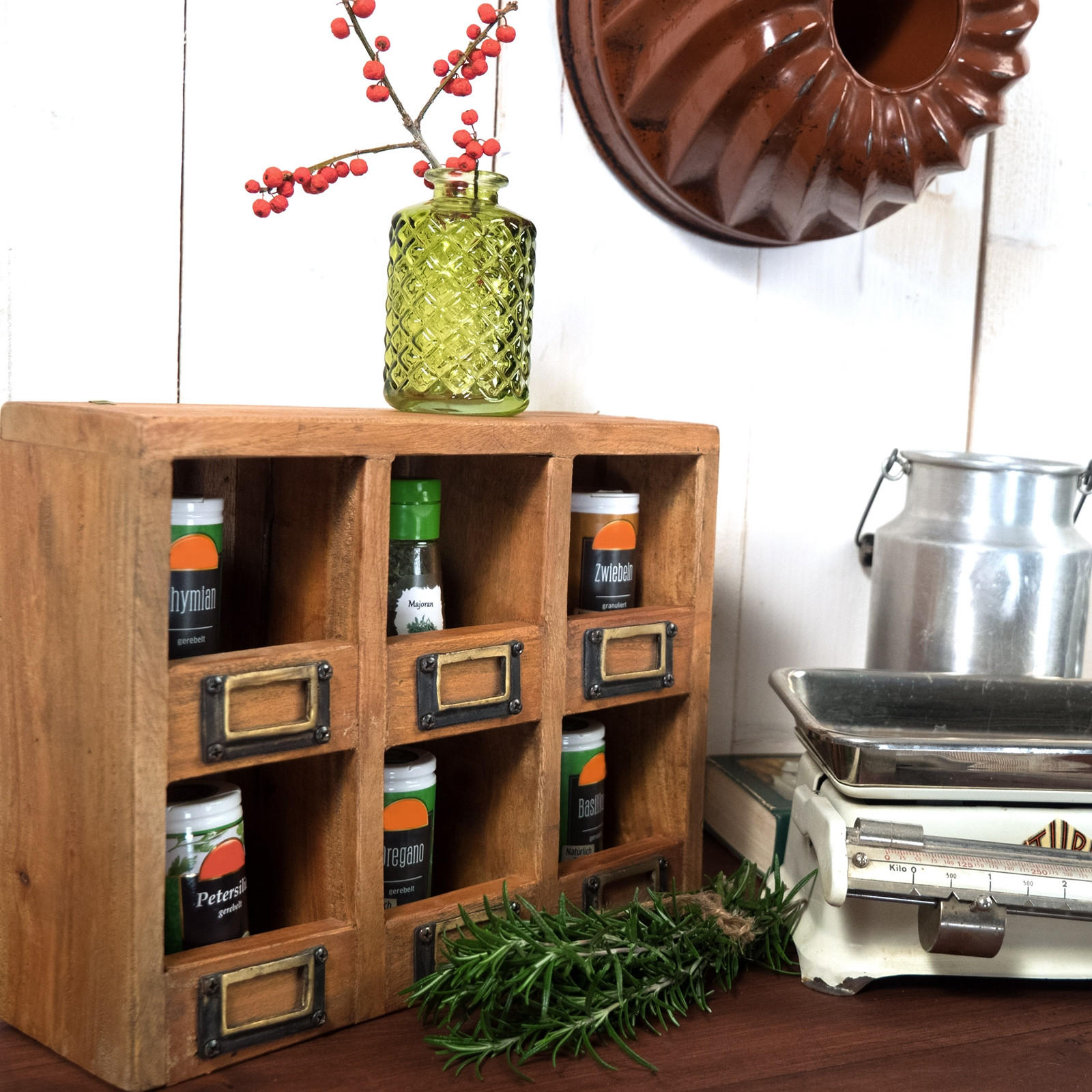 SETZKASTEN-WANDREGAL Lima Mahagoni Massivolz, 6 Fächer naturfarben - Naturfarben, Holz (30/24/10cm) - DESIGN DELIGHTS