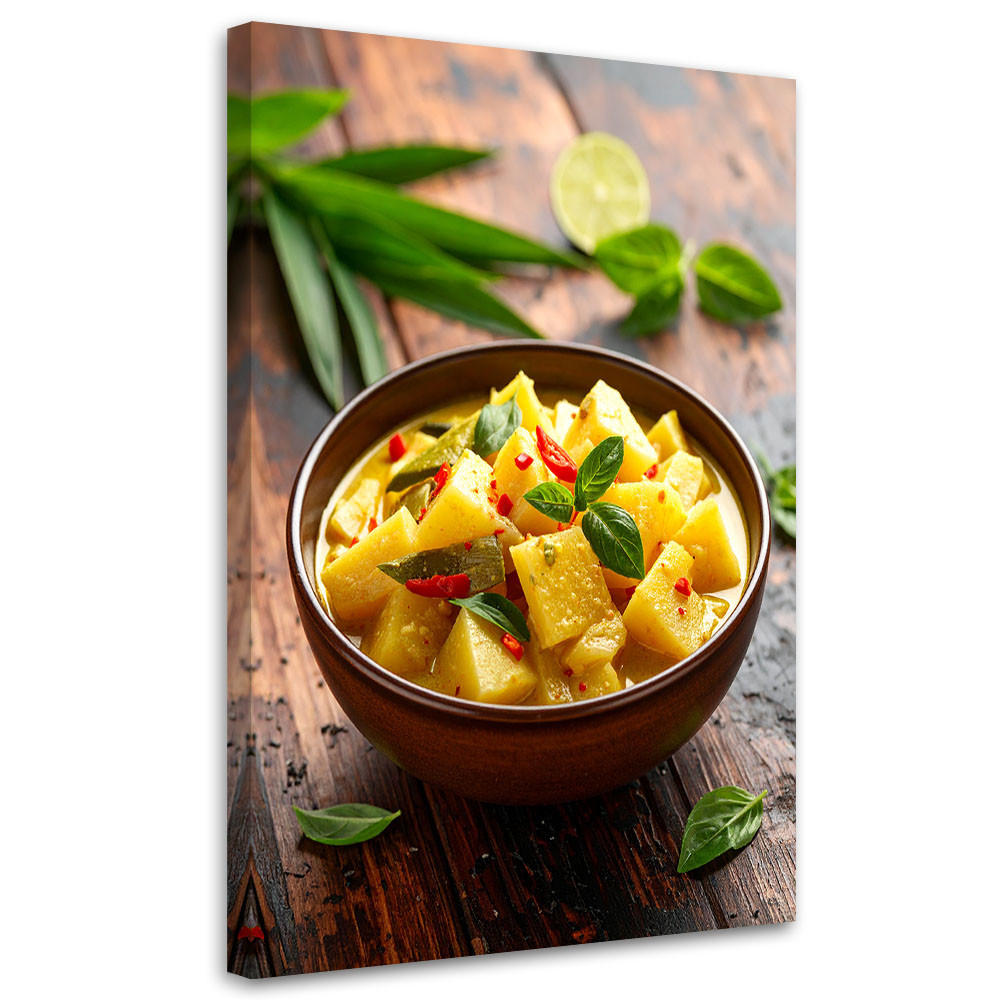 LEINWANDBILD Bambus-Curry-Schüssel 60x90cm - Gelb, Textil (60/90cm) - Feeby