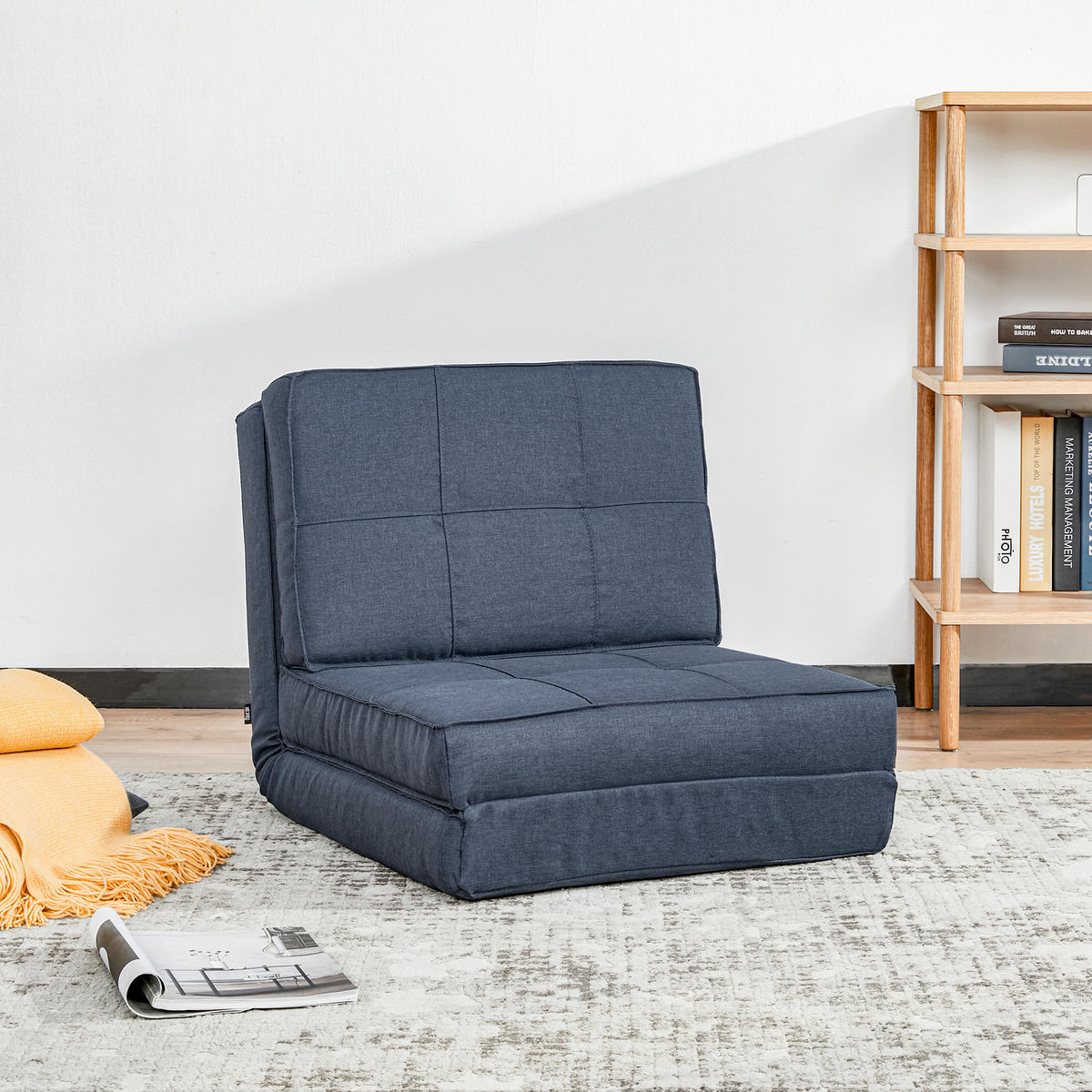 BODENSTUHL, Polyester, Schaumstoff, Blau - Blau, Kunststoff (73/58/61cm) - HOMCOM