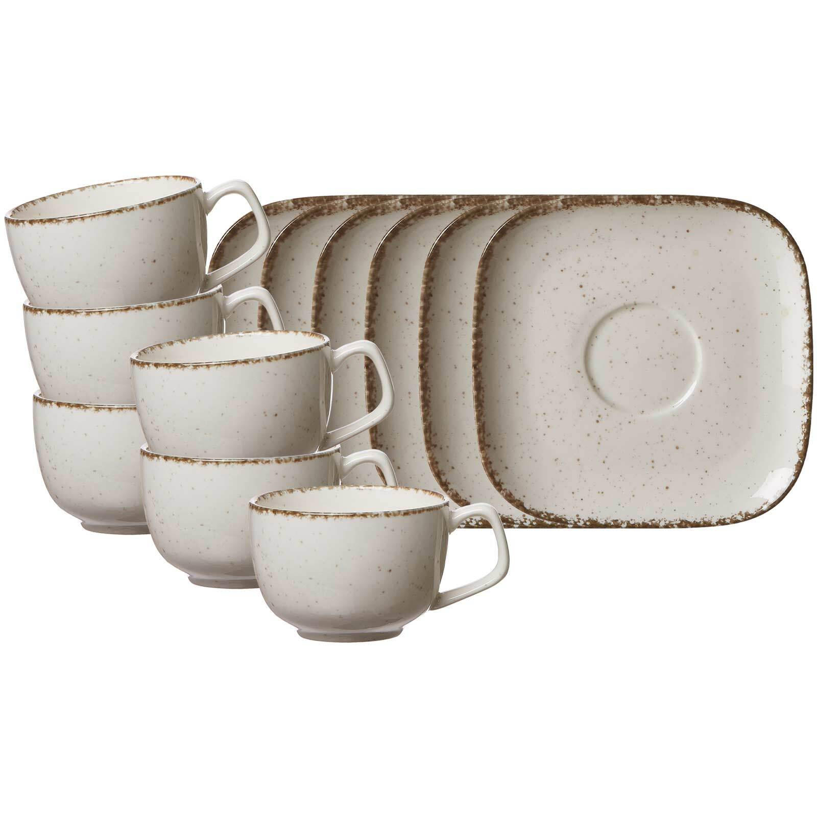 KAFFEETASSEN MIT UNTERTASSEN Casa beige 200 ml 6er Set - Beige, Keramik (13.5/9/13.5cm) - Ritzenhoff Breker