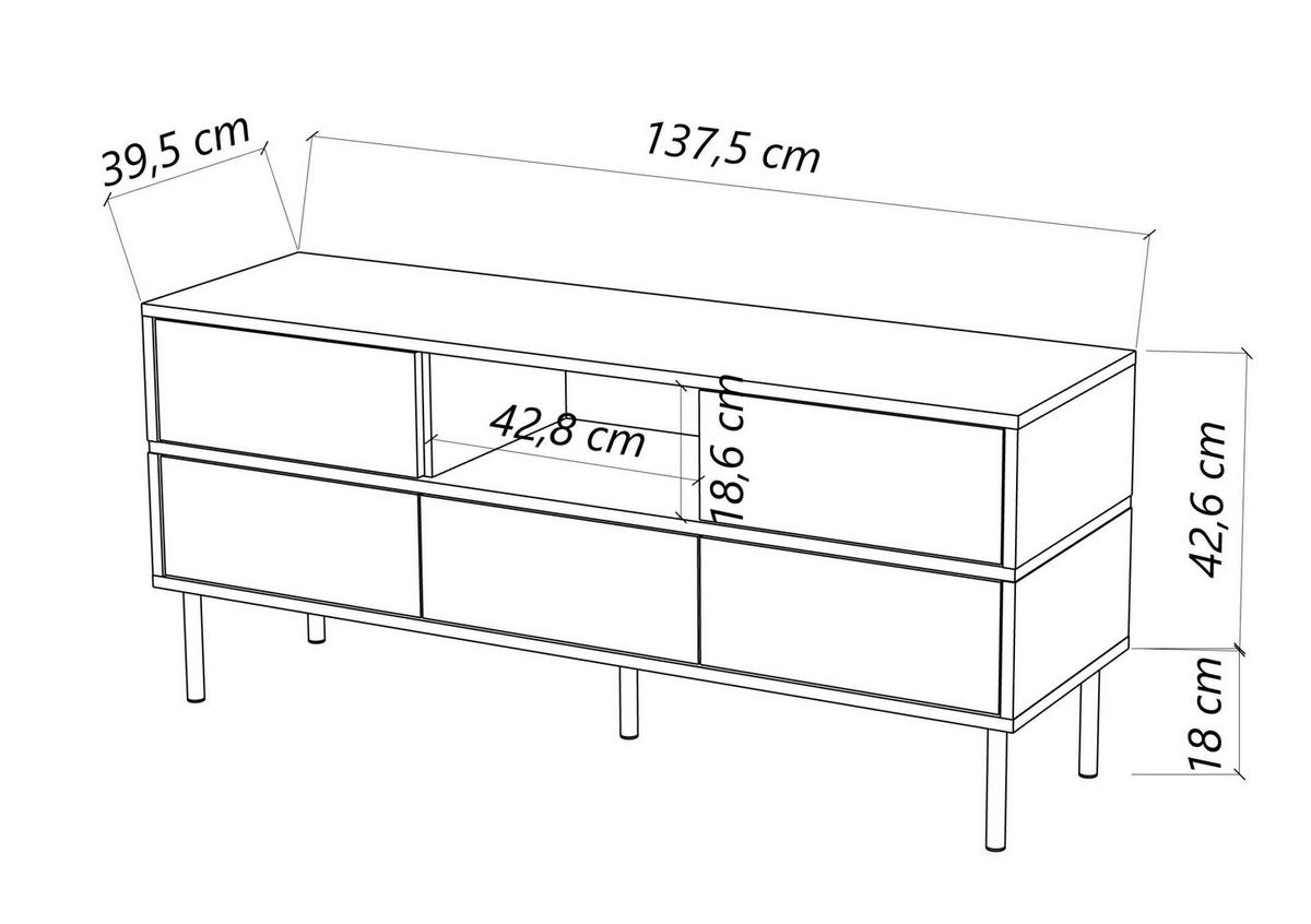 LOWBOARD Marika, Schwarz, Gold, Hochglanz - Goldfarben/Schwarz, Holzwerkstoff/Metall (137.5/60.5/39.5cm) - Dancan