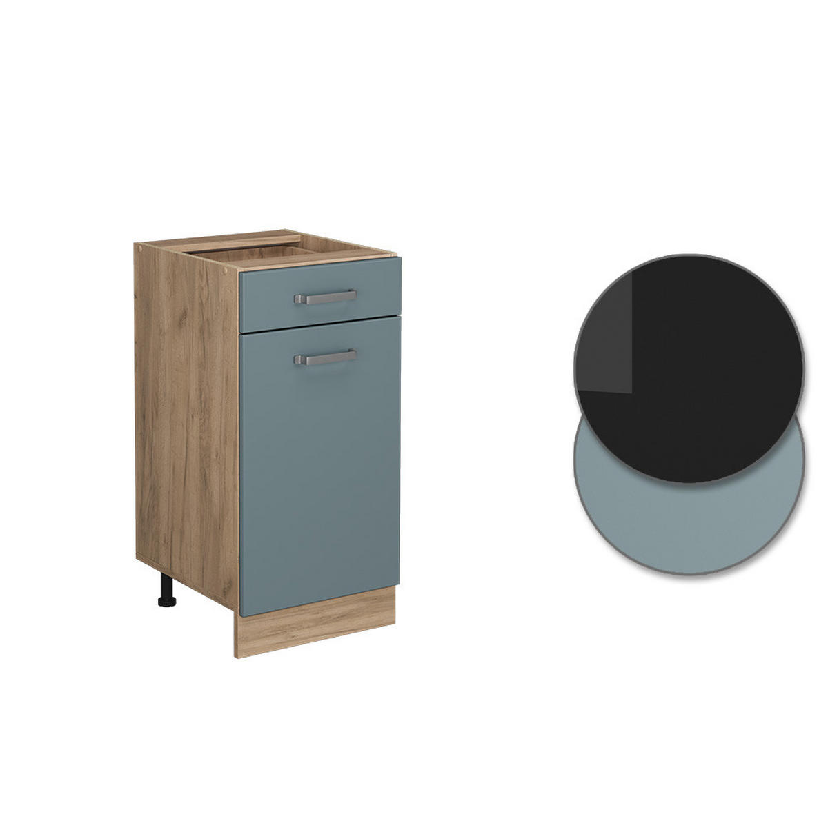 KÜCHENUNTERSCHRANK R-Line Blau-Grau 40 cm, AP Anthrazit - Eiche Wotan/Blaugrau, Holzwerkstoff (40/81.6/60cm) - Vicco