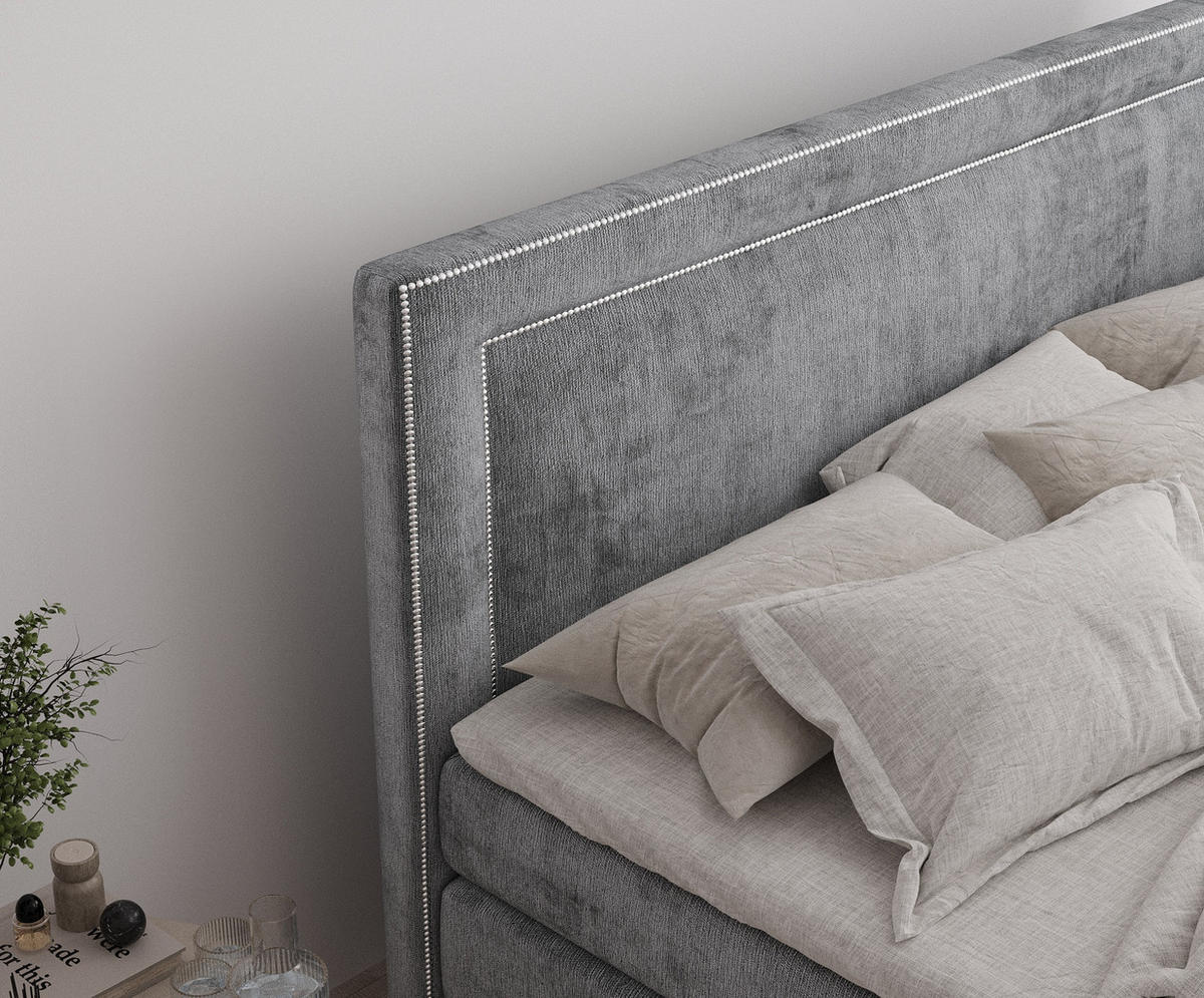 BOXSPRINGBETT Luxora Grau 160/200 cm - Schwarz/Grau, Holz/Holzwerkstoff (160/200cm) - Maison de Reve