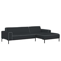 ECKSOFA mit Longchair - Webstoff - Anthrazit/Schwarz, Textil (264/168cm) - home24