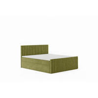 BOXBETT Mit Matratze Und Bettkasten, Chenille-Stoff Flow, Olive, 140x200 cm, H3-Bonell, DEMETER - Olivgrün, Holz (140/200cm) - Kaiser Möbel