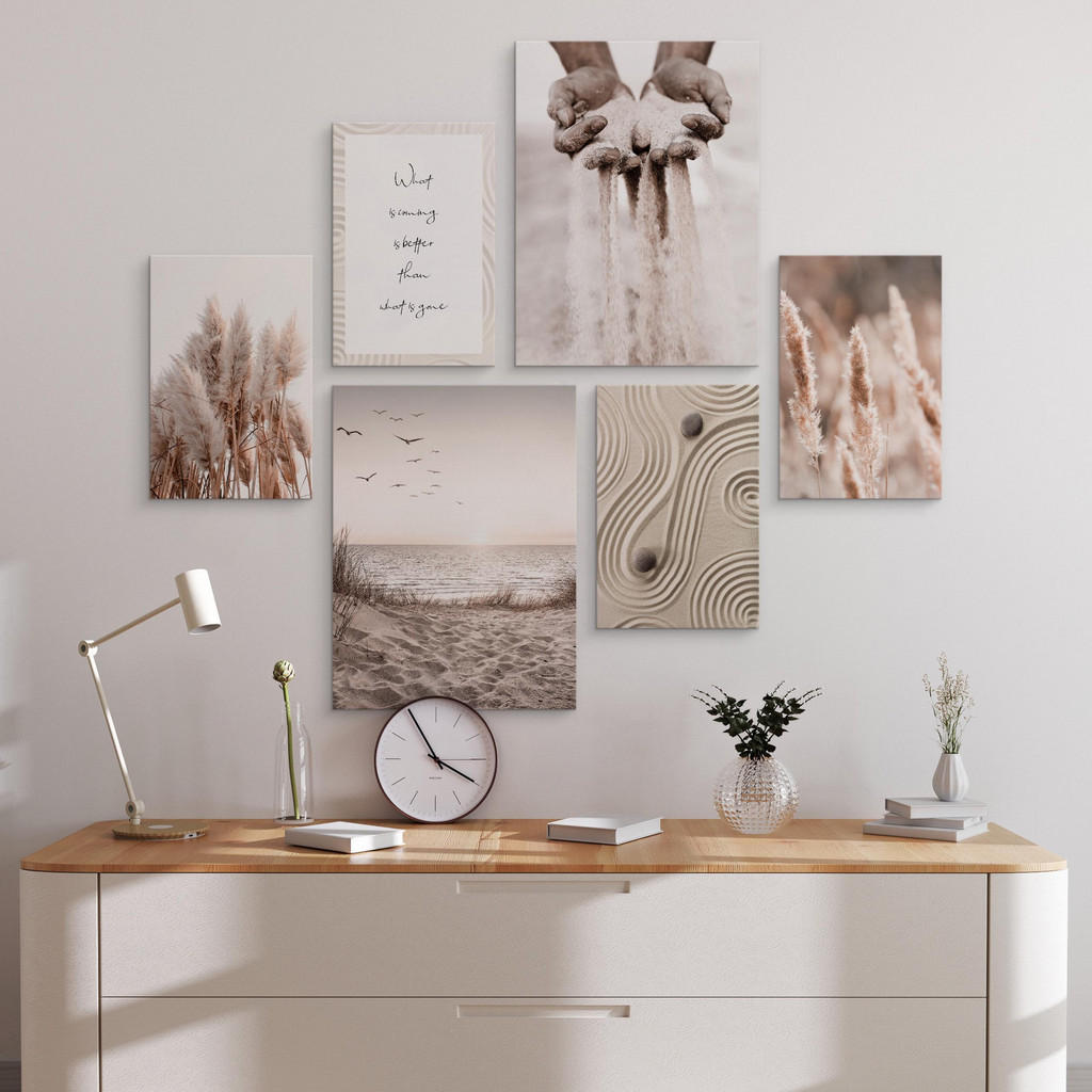 Thumbnail - Muralo Leinwandbilder, Schwarz, Weiß, Beige, Braun, Grau, Textil, Wasser/Strand/Meer, Baum/Pflanze/Natur, Sprichwort/Zit...