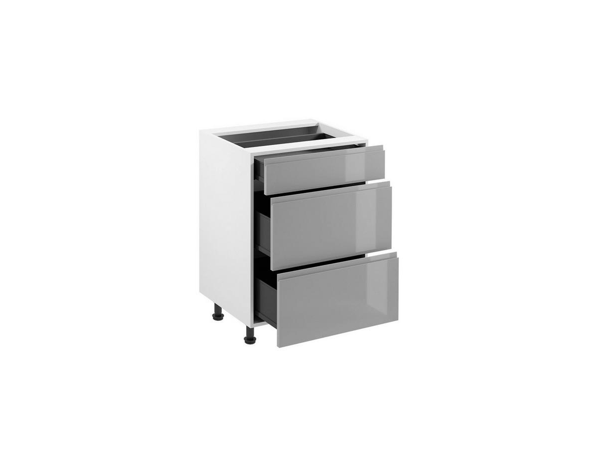 UNTERSCHRANK – 60 cm – D60S3 – Velmora – Grau - Grau, Holzwerkstoff (60/82/47cm) - ROYAL24_MARKT