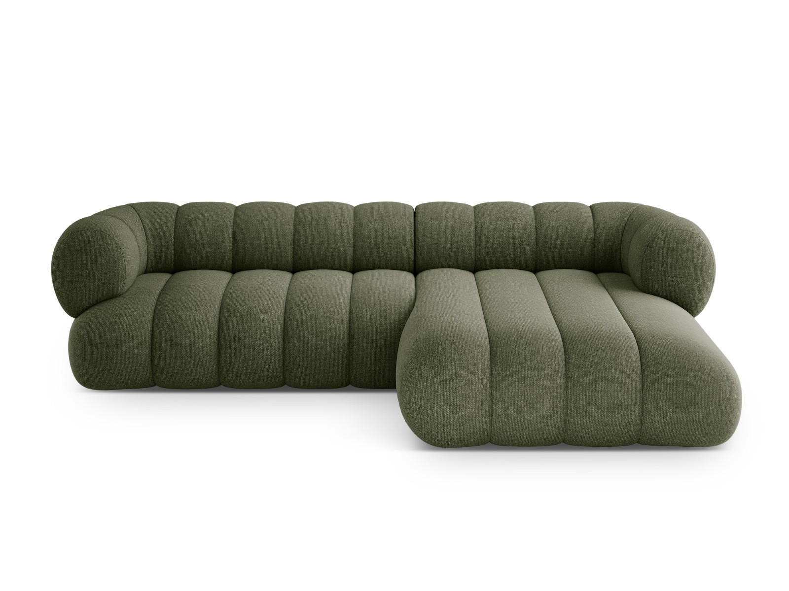 ECKSOFA Koge aus Chenille-Stoff grün 5 Sitzplätze - Grün, Textil (165/270cm) - Cosmopolitan Design