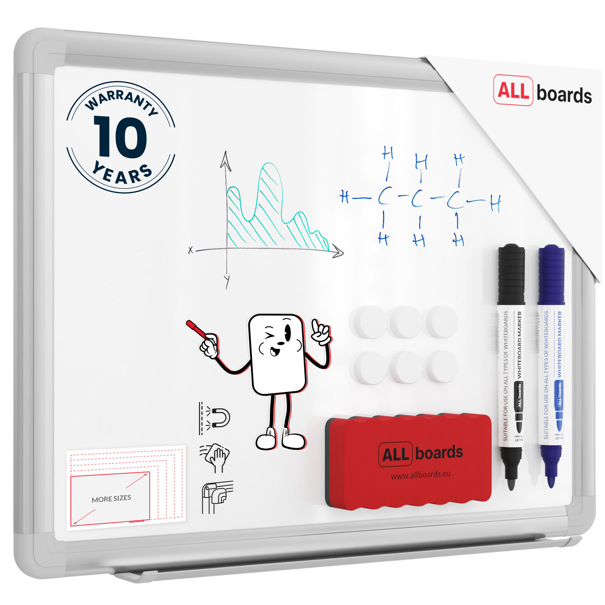 WHITEBOARD Magnetisch 30x40cm - EXPO Alurahmen - Weiß, Metall (30/40/1.6cm) - ALLboards