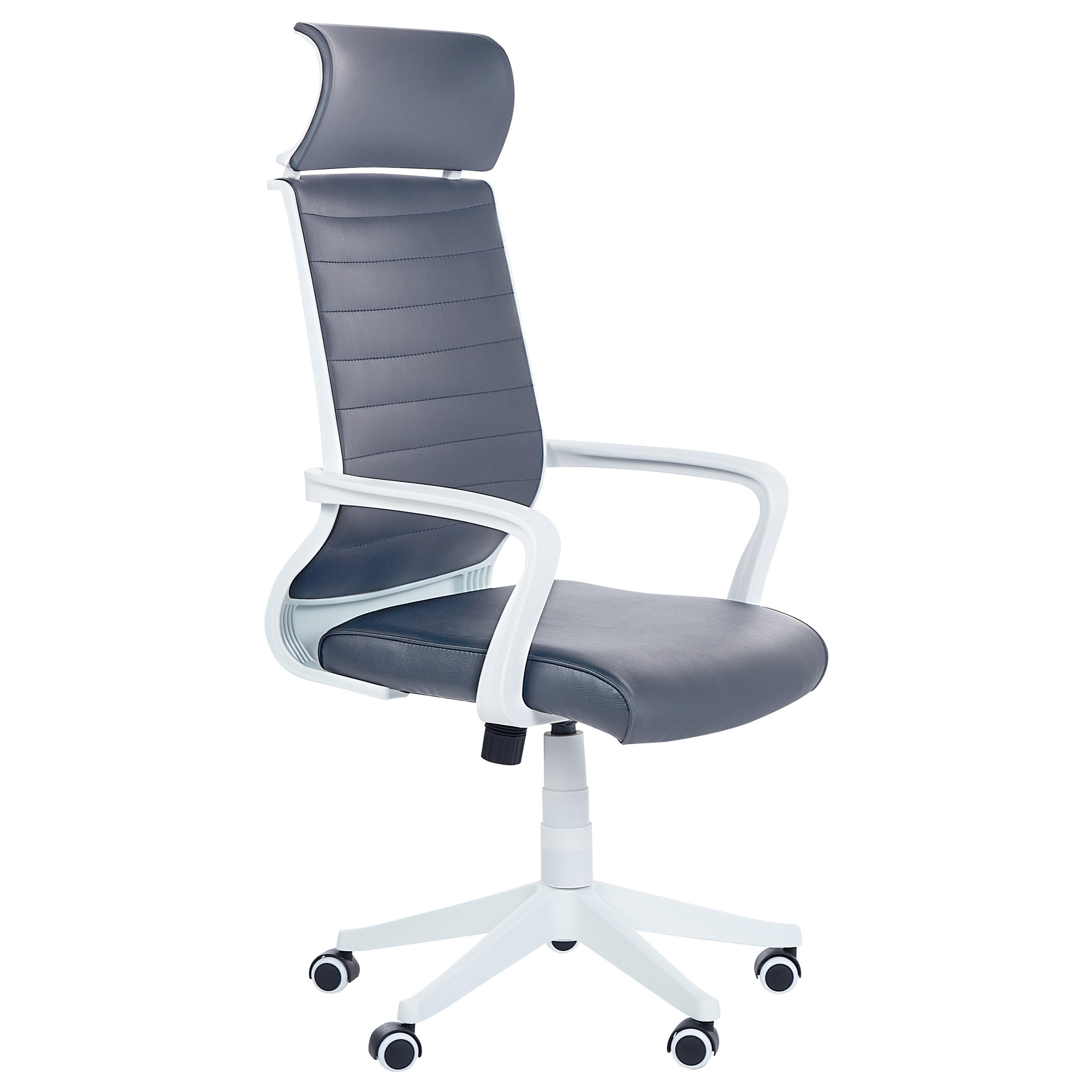 BÜROSTUHL Kunstleder Grau Leader - Grau, Kunststoff/Textil (63/114/63cm) - Beliani