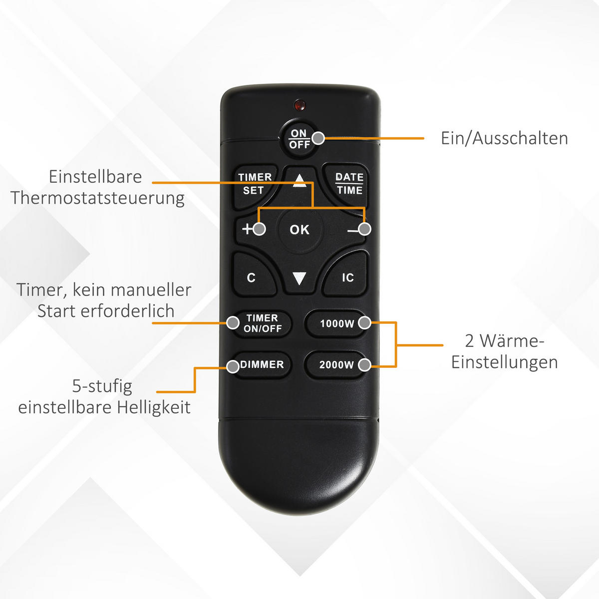 ELEKTROKAMIN Weiß 102/30/95 cm - Weiß, Metall (30/95/102cm) - HOMCOM