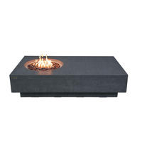 FEUERTISCH Metropolis Gasfeuerstelle aus GF-Beton 142/81/35 cm - Dunkelgrau, Naturmaterialien (81/35/142cm) - Elementi